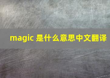 magic 是什么意思中文翻译